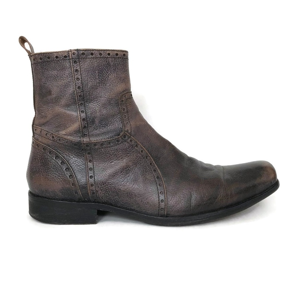 Vero Cuoio Blokes Ankle Boots Distressed Leather - Picture 2 of 8